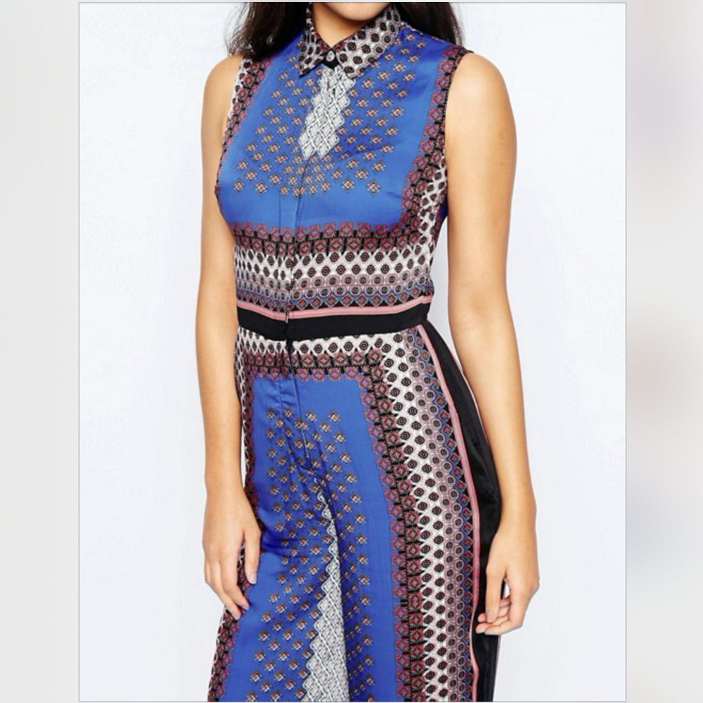 ASOS Culotte Jumpsuit In Scarf Print